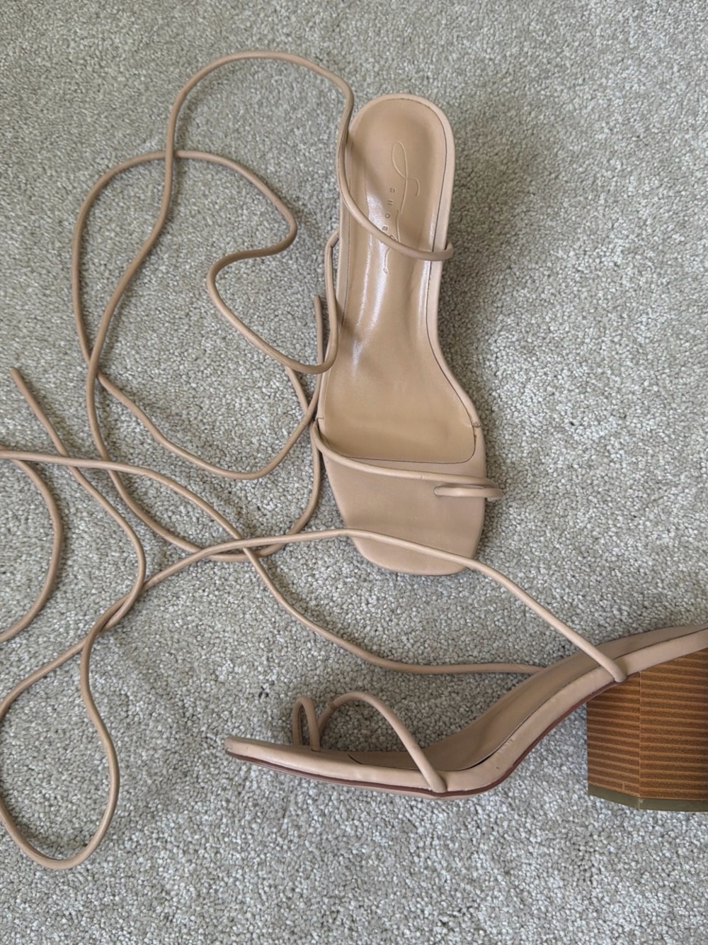 Sabo Skirt Nude Lace-Up Strappy Block Heel Sandals